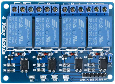 IDUINO 4 Channel DC 5V Relay Module with Optocoupler Compatible with Arduino UNO R3 MEGA 1280 DSP ARM PIC AVR STM32 Raspberry Pi Electronic Components Electronic Hobby Kit