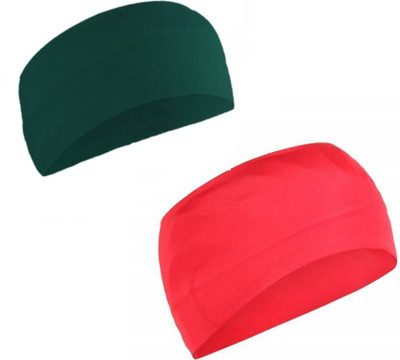 Bismaadh Head Band for Men & Women Cycling, Hiking, Running, Workout, Yoga Sweat Headband Fitness Band(Black, Red, Pack of 2)