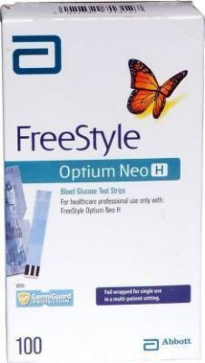 FreeStyle Optium Neo H 100 strips with ABBOTT 100 Lancet size 32G 100 Glucometer Strips