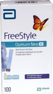 FreeStyle Optium Neo H 100 strips with ABBOTT 100 Lancet size 32G 100 Glucometer Strips