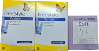 FreeStyle Optium Neo 100 strips with 100 lancet size 32G 100 Glucometer Strips