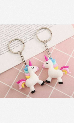 Jdp Novelty 2pcs Set of Unicorn Rubber Keychain .Keyrings for Children. Key Chain