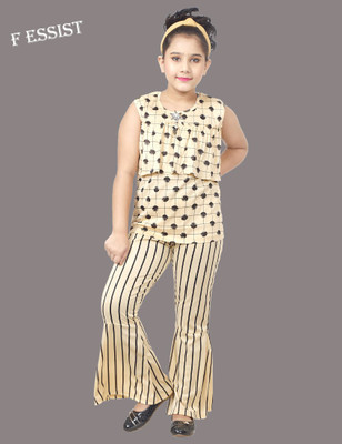 Fessist Girls Casual Top Pant(Cream)