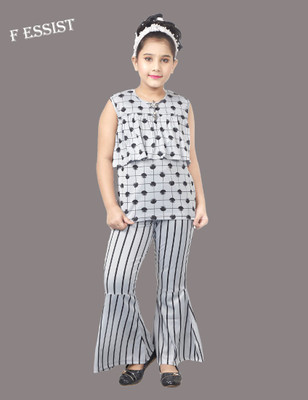 Fessist Girls Casual Top Pant(Grey)