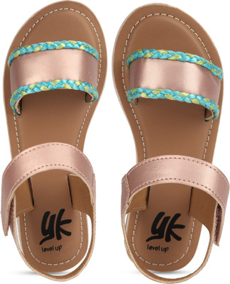 Yk Girls Velcro Strappy Sandals(Gold)