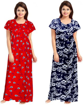 Sajao Creation Women Nighty(Red, Dark Blue, White)