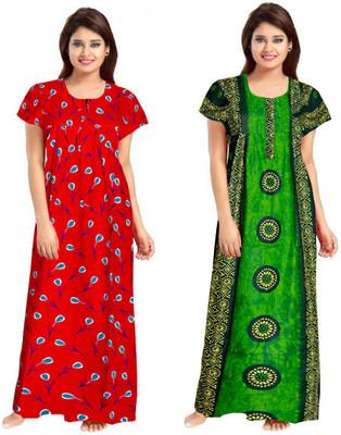 Sajao Creation Women Nighty(Multicolor)