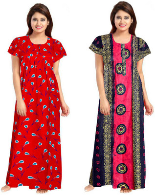 Sajao Creation Women Nighty(Multicolor)