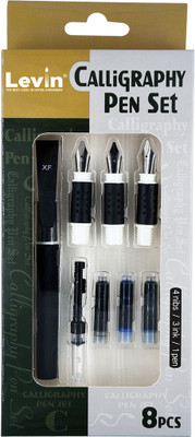 Levin Professional silver clip Calligraphy Set with 3 Nibs,3 Ink Cartridges & 1 pens Calligraphy (Black) Calligraphy(Ink Color - Black)