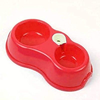 Rvpaws Round Plastic Pet Bowl & Bottle(500 ml Red)