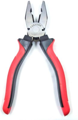 Paradise Tools India Multi Functional Professional Combination Plier with Anti Slip Handle with Spring - Made of Fine Carbon Steel (Red) Lineman Plier(Length : 8 inch)