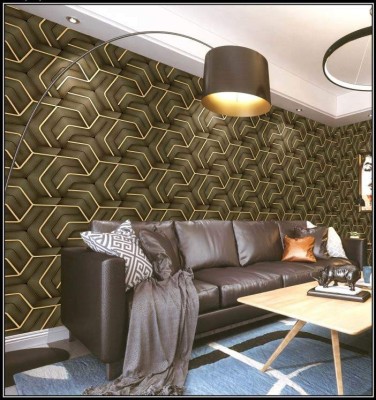 RoseCraft Abstract Brown, Gold Wallpaper(1000 cm x 53 cm)