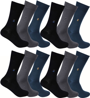 ZQYO Men Self Design Mid-Calf/Crew(Pack of 12)