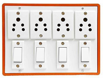 Ganpati PVC Extension Board Anchor 4 Sockets with 4 Switchs & 3Pin Plug(6A) With 5 Meter Dual Core Copper Wire. 4 Socket Extension Boards (Brown, White) 4  Socket Extension Boards(Orange, 5 m)