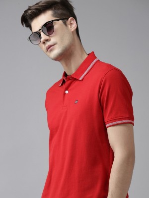 ARROW Solid Men Polo Neck Red T-Shirt