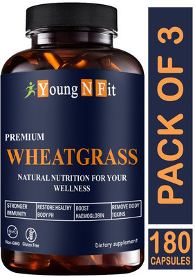 Young N Fit Wheatgrass 800 mg Capsules (YNF186)(3 x 60 Capsules)