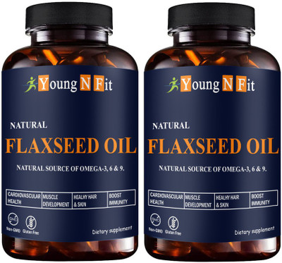 Young N Fit Flaxseed extract capsules Omega 3 (YNF108)Pro(2 x 60 Capsules)