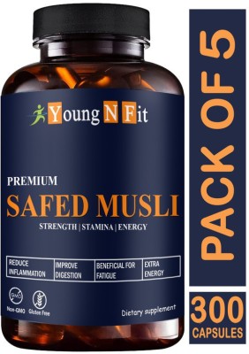 Young N Fit Safed Musli, safed musli capsule, testosterone booster for men (YNF265)Pro(5 x 60 Capsules)