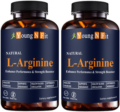 Young N Fit L-Arginine 1000mg Capsules Per Serving, l arginine supplement (YNF119)Premium(2 x 60 Capsules)