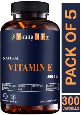 Young N Fit Vitamin-E capsules for Skin, Hairs and Body care (YNF277)(5 x 60 Capsules)