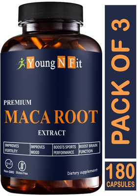 Young N Fit Nutrition Maca Root Capsules Enriched with Maca Root Extract for Men (YNF167)Pro(3 x 60 Capsules)