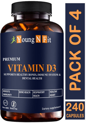 Young N Fit Plant Based Vitamin D3 K2 MK7 Supplement Veg (YNF230)Ultra(4 x 60 Capsules)