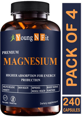 Young N Fit Chelated Magnesium Glycinate Citrate Oxide Supplement (YNF214)Advanced(4 x 60 Capsules)
