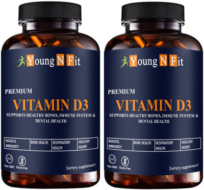 Young N Fit Plant Based Vitamin D3 K2 MK7 Supplement Veg (YNF138)Pro(2 x 60 Capsules)