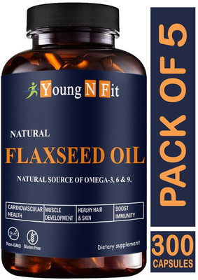 Young N Fit Nutrition Flaxseed extract capsules Omega 3 (YNF246)(5 x 60 Capsules)