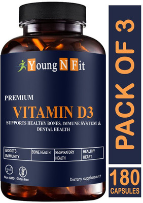 Young N Fit Plant Based Vitamin D3 K2 MK7 Supplement Veg (YNF184)Advanced(3 x 60 Capsules)