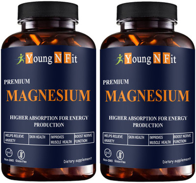 Young N Fit Chelated Magnesium Glycinate Citrate Oxide Supplement (YNF122)Premium(2 x 60 Capsules)