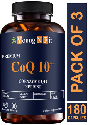 Young N Fit 120mg Coenzyme Q10 Capsules with Piperine Supplement for Heart Health (YNF149)(3 x 60 Capsules)