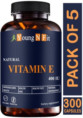 Young N Fit Nutrition Vitamin-E capsules for Skin, Hairs and Body care (YNF277)Advanced(5 x 60 Capsules)