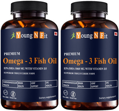 Young N Fit Fish Oil (Triple Strength) With 1000Mg Omega 3 (YNF106)Pro(2 x 60 Capsules)