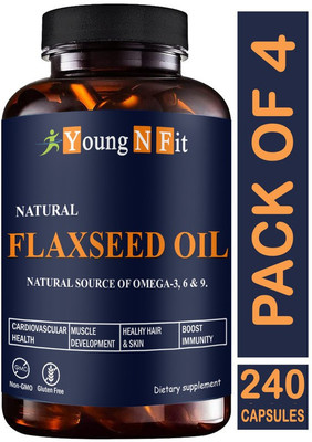 Young N Fit Flaxseed extract capsules Omega 3 (YNF200)Pro(4 x 60 Capsules)