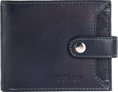 FASHEN Men Casual Blue Genuine Leather Wallet(7 Card Slots)