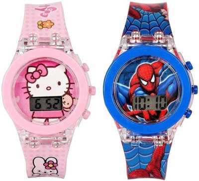 TYMU Hello Kitty and Spiderman Collection Watch For kids kids glowing watch Digital Watch  - For Boys & Girls