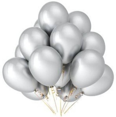 Hippity Hop Solid Silver Metallic Chrome Balloons, 12 Inch Balloon For Birthday, Wedding, Baby Shower, Bridal Shower, Anniversary Party Decorations (Pack of 10) Balloon(Silver, Pack of 1)