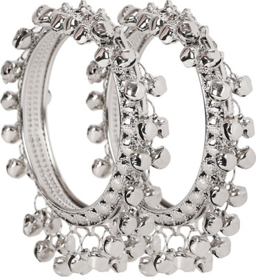 YouBella Alloy Silver Bangle Set(Pack of 2)