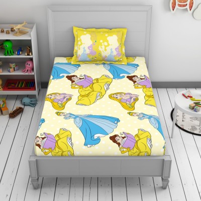CORE Designed by SPACES 144 TC Cotton Single Cartoon Flat Bedsheet(Pack of 1, Yellow)