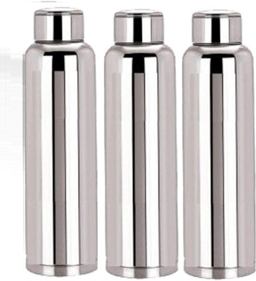 DURWASHA Stainless Steel Fridge Water Bottle /Thunder(1000 ML) Set of 3, Silver 1000 ml Flask(Pack of 3, Silver, Steel)