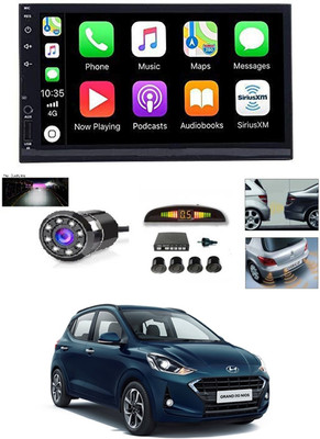 RKPSP 7 INCH Full Double Din Car Screen Stereo Media Player Audio Video Touch Screen Stereo Full HD with MP3/MP4/MP5/USB/FM Player/WiFi/Bluetooth & Mirror Link with Back Rear Camera & Black Sensor For Grand i10 NIOS Car Stereo(Double Din)