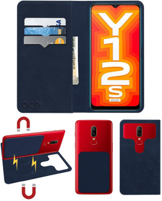 ACM Flip Cover for Vivo Y12s 2021(Blue, Cases with Holder, Pack of: 1)