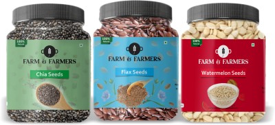 Farm & Farmers Seeds Mix for Eating Boost Immunity with Healthy - Chia Seeds, Flax Seeds & Watermelon Seeds- 100GM Each (Pack Of 3) Chia Seeds, Brown Flax Seeds, Watermelon Seeds(300 g, Pack of 3)