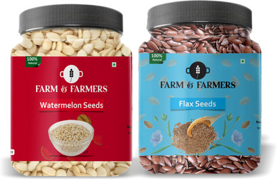Farm & Farmers Watermelon Seeds & Flax Seeds- 100GM Each Immunity Combo Pack Watermelon Seeds, Brown Flax Seeds(2 x 100 g)