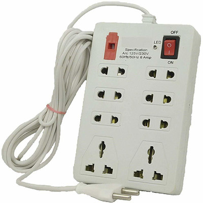Leavess LV_Square_Board 8  Socket Extension Boards(White, 3 m)
