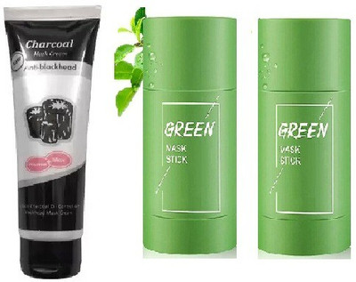 MYEONG COMBO FACE ULTRA GLOWING CHARCOAL TUBE AND SOFT GREEN PURIFYING CLAY STICK(210 g)