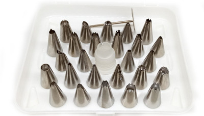 Vastra 26 PCS/Set Cake Making DIY Icing Piping Nozzles Suit Stainless Steel Household Converter Party Baking Tool Storage Box Stainless Steel Multi-opening Icing Nozzle(Silver Pack of 1) Vastra 26 PCS/Set Cake Making DIY Icing Piping Nozzles Suit Stainless Steel Household Converter Party Baking Tool Storage Box Stainless Steel Multi-opening Icing Nozzle(Silver Pack of 1)