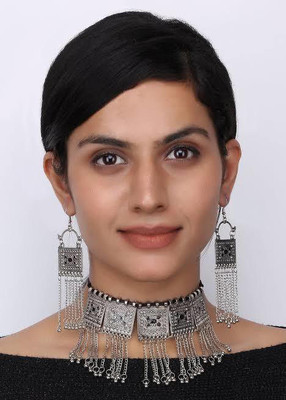 tun tun stor Oxidised Silver White Jewellery Set(Pack of 1)