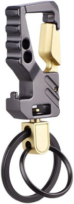 CONTACTS Heavy Duty Stainless Steel Car Keychain with Bottle Opener for Men and Women - Gun Metal Gold Key Chain